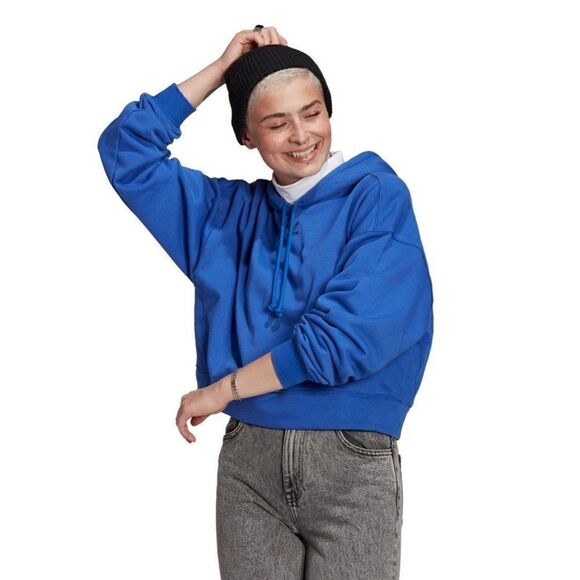 NWT ADIDAS ORIGINALS CROPPED HOODIE BOLD BLUE SZ M - Picture 1 of 4